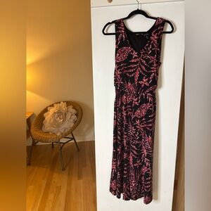 Nicole Miller Jumpsuit Size M Romper Palm Leaf Pink Black Wide Leg Resort Beach